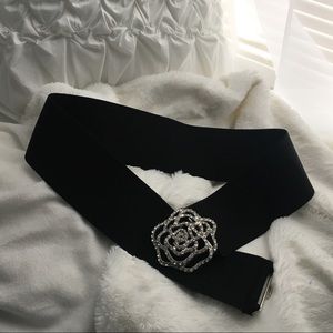 Jeweled Black Elastic Belt